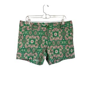 JADE MELODY Tan Womens Size 12 Green Pink Geometric Print Shorts‎